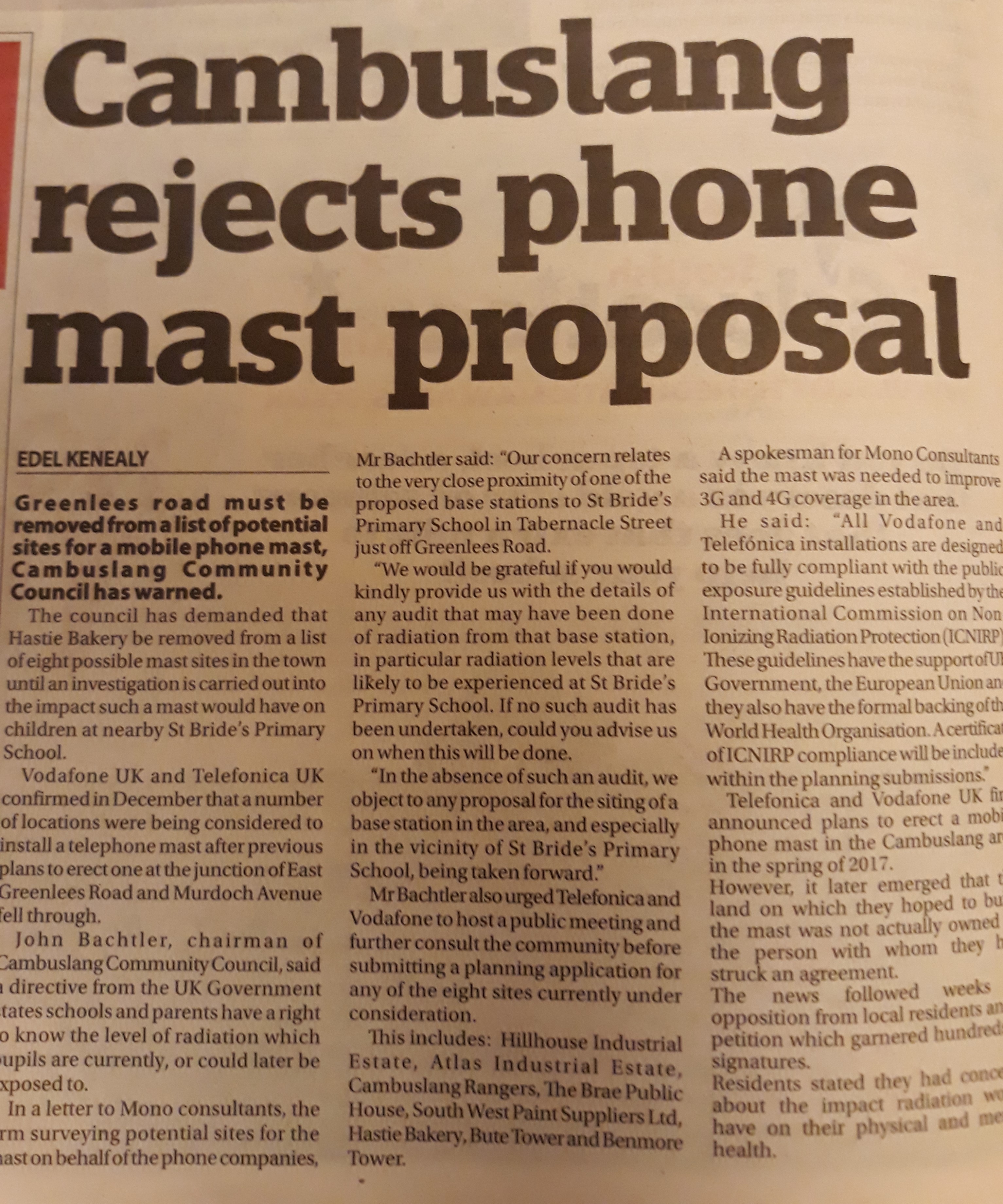 New phone masts in Cambuslang: community needs to be properly informed