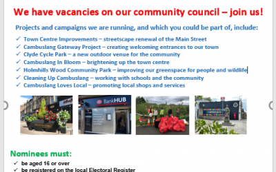 Are you interested in joining Cambuslang Community Council? Make a difference to our town!